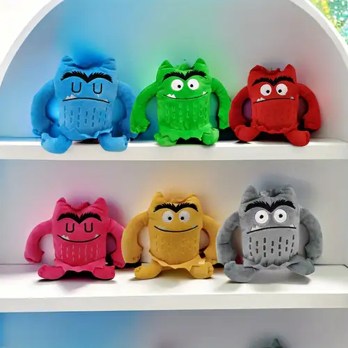 Simllyda Jouets en Peluche Monstre, ma Poupée de Dessin Animé Petit Monstre  Emotionnel, 4 Jouets en Peluche Monstre Emotionne