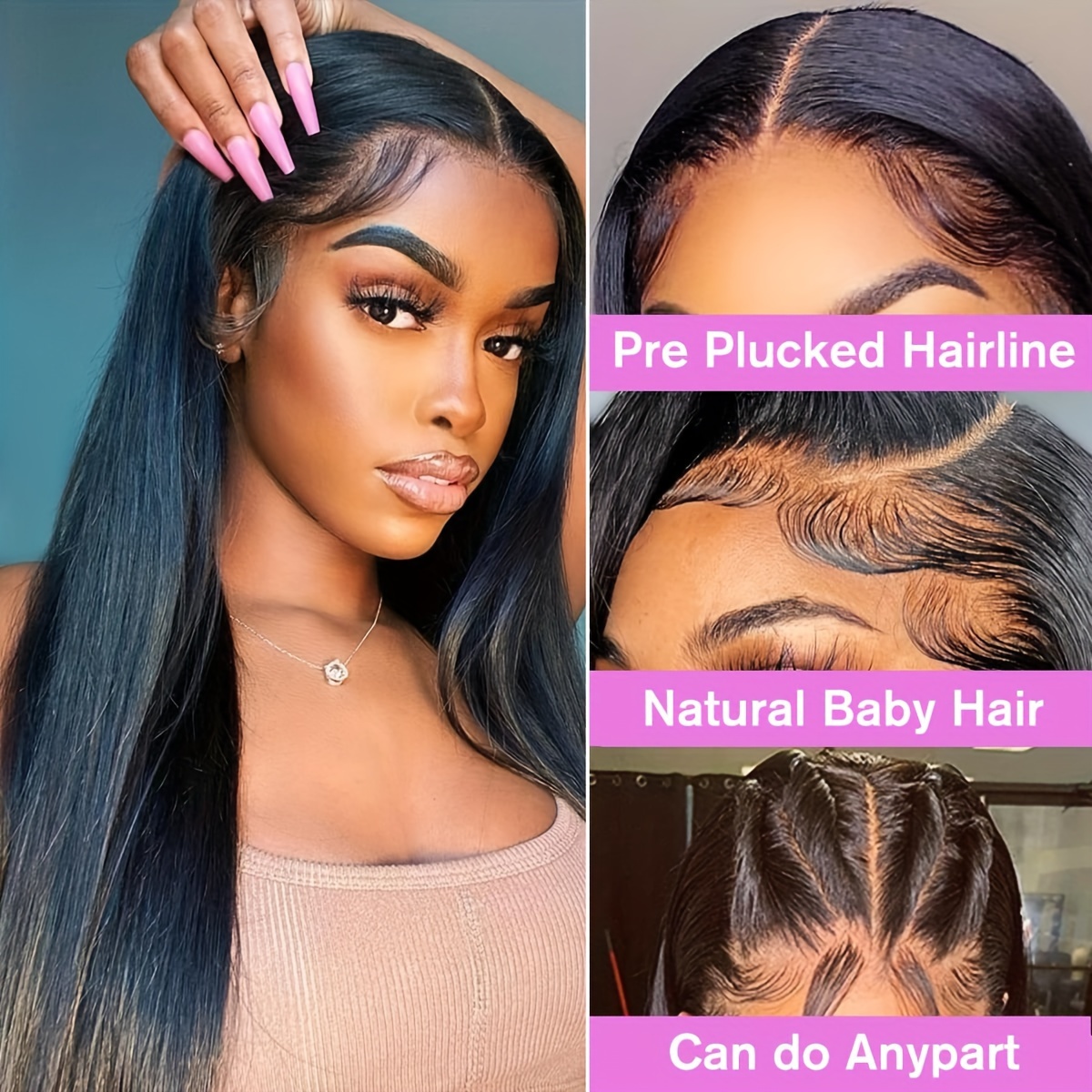 Straight Lace Front Wigs Human Hair 180% Density 13x4 HD Lace Front Wigs  for Black Women 26inch Pre Plucked with Baby Hair Transparent Glueless