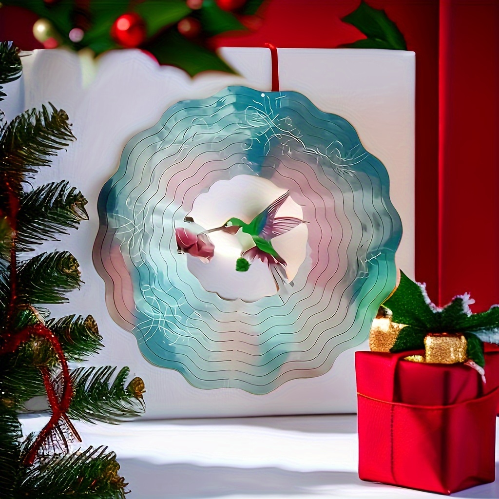 1個 メタル3d回転風鈴吊り下げ カラフルなハチドリステンレス鋼