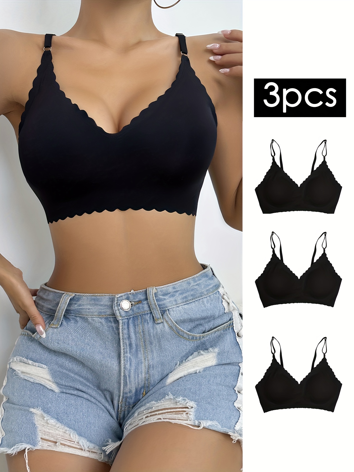 Seamless Solid Wireless Bras Comfy Stretchy Intimates Bra - Temu