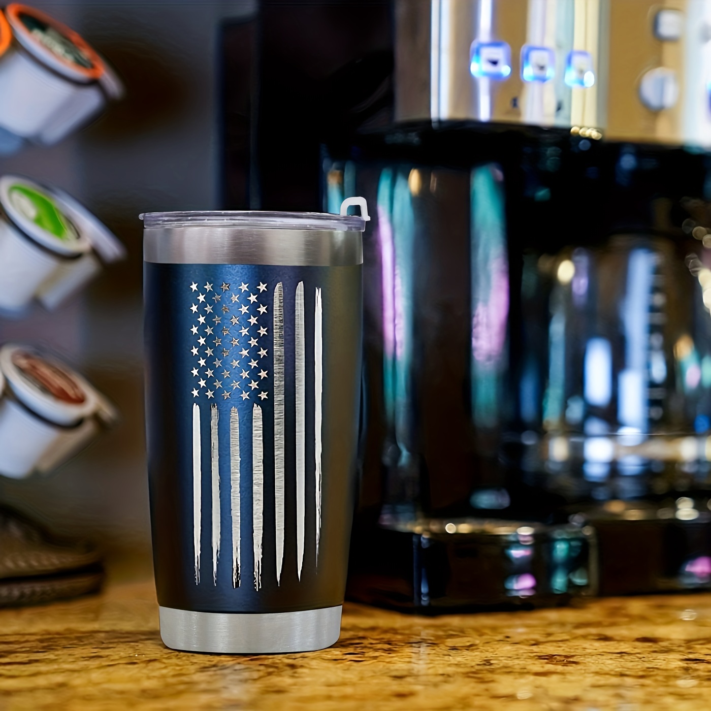 American Flag Patriotic Coffee Tumbler for Men 20 oz Vacuum Insulated  Stainless Steel Travel Mug Gifts 