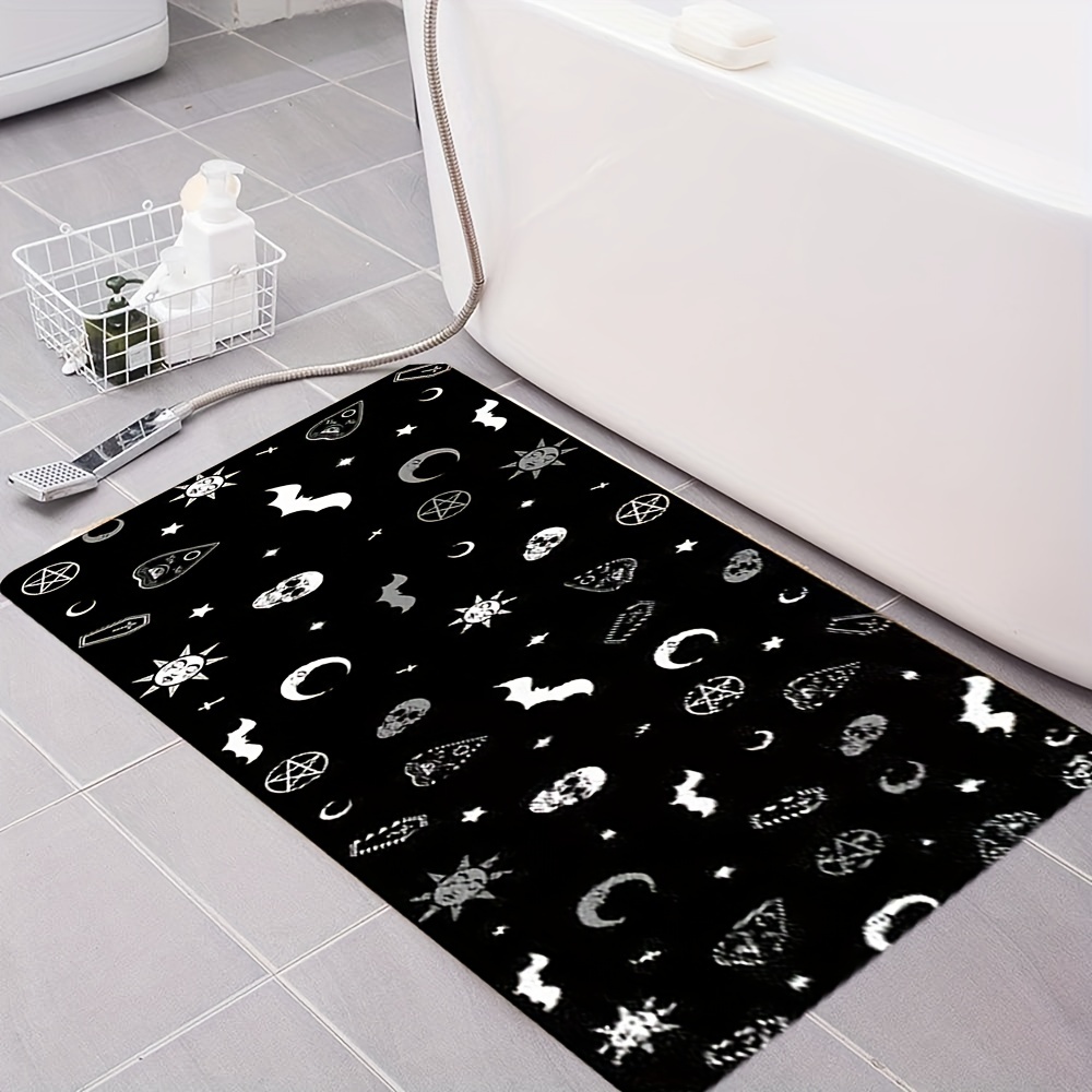 1pc Festival Themed Cartoon Bat Footprint Shaped Non-slip & Absorbent Bath  Mat, Door Mat For Bathroom, Toilet, Living Room, Study, Entrance