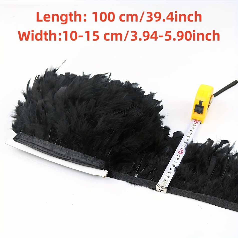 Length 39.37inch Width 3.94-5.91inch Turkey Feather Trim Fringe Marabou  Feathers Ribbon Handicrafts Clothes Dress Sew Plumes Decorations, Check  Out Today's Deals Now