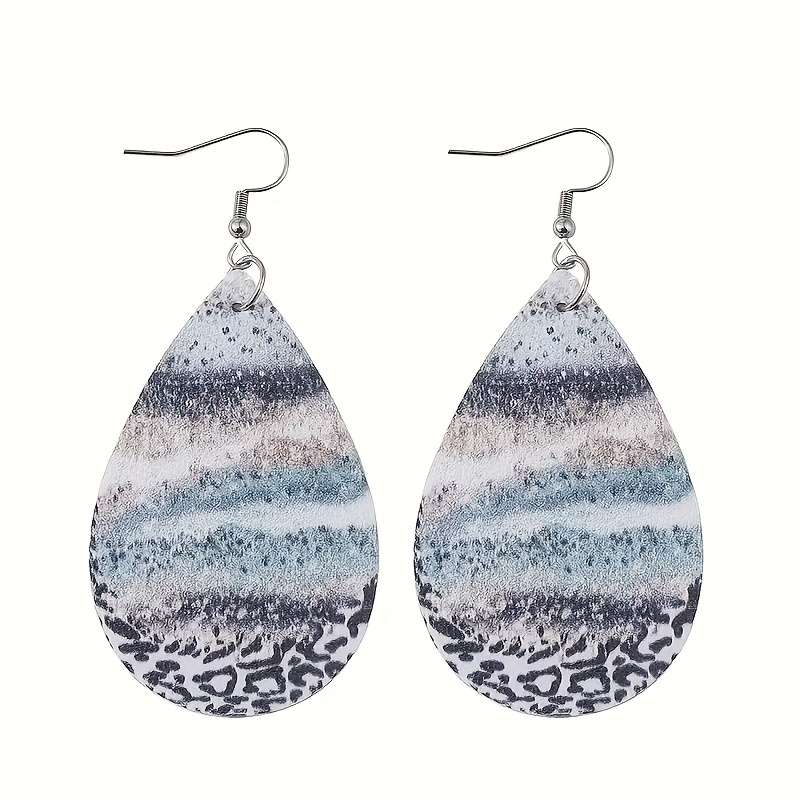 Water Drop Pattern Beach Wave Dangle Earrings For Men