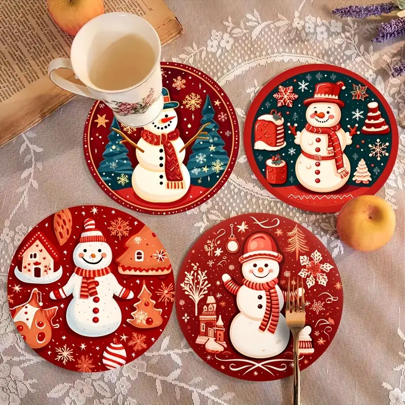 Christmas Coasters Cute Style Pu Leather Material Non slip - Temu