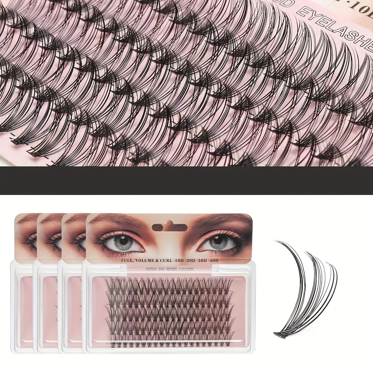 5 Rows False Eyelashes Single Cluster Pointed Base False Eyelashes