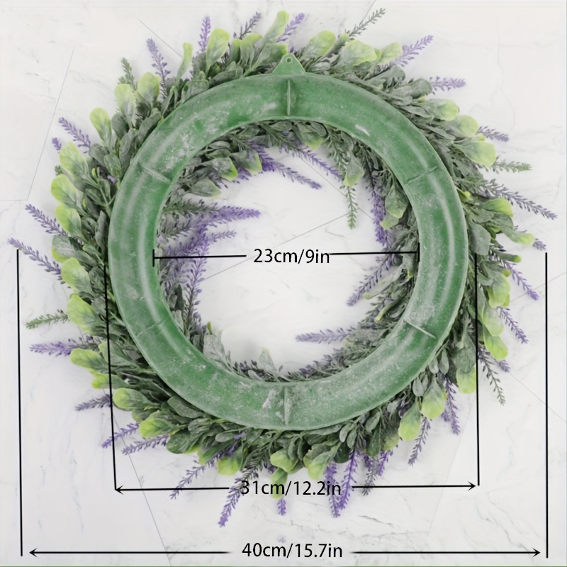 Artificial Lavender Wreath Flower Green Leaves Summer Fall Large