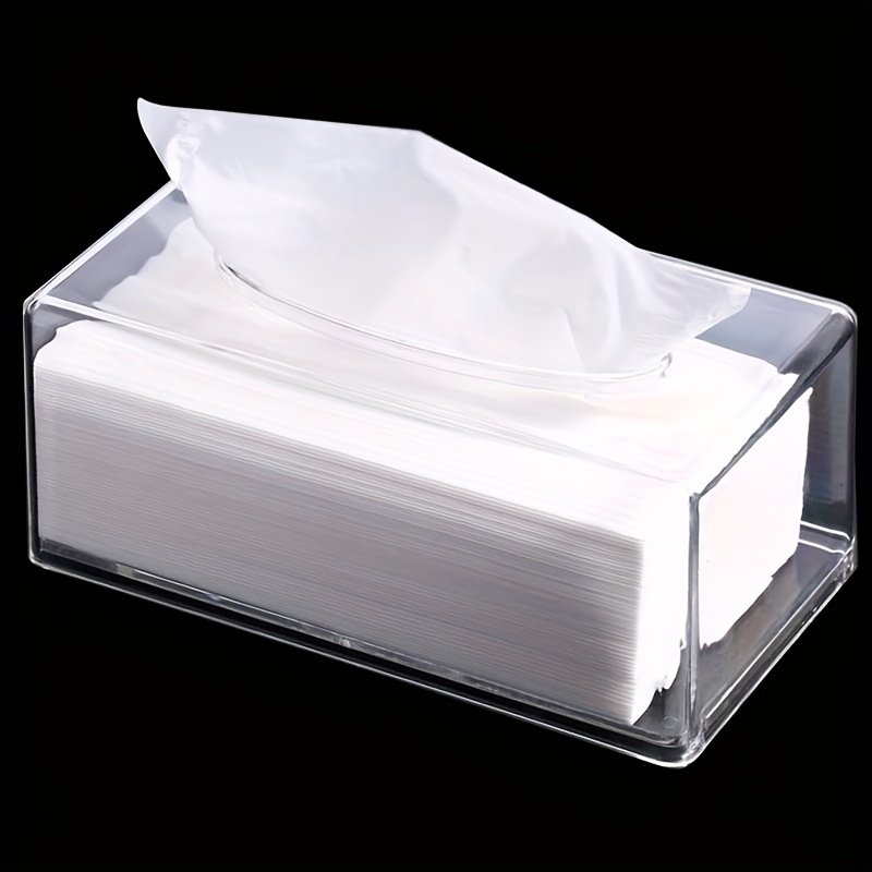 

1pc Square Transparent Acrylic Paper Towel Box, Rectangular Box Cover, Transparent Dry Paper Dispenser For Bathroom, Kitchen And Car Tables, Bathroom & Kitchen Supplies, Bathroom Organizers & Storage