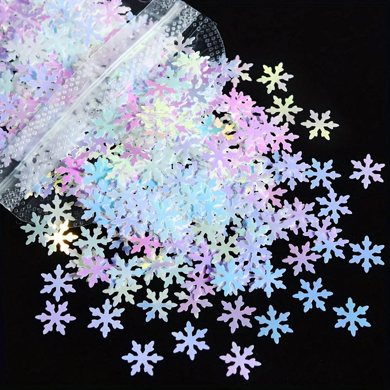 Sparkling Snowflake Nail Glitter Sequins - 9mm/6mm Polarized, Colorful Flakes For Winter Manicure & Pedicure Decorations