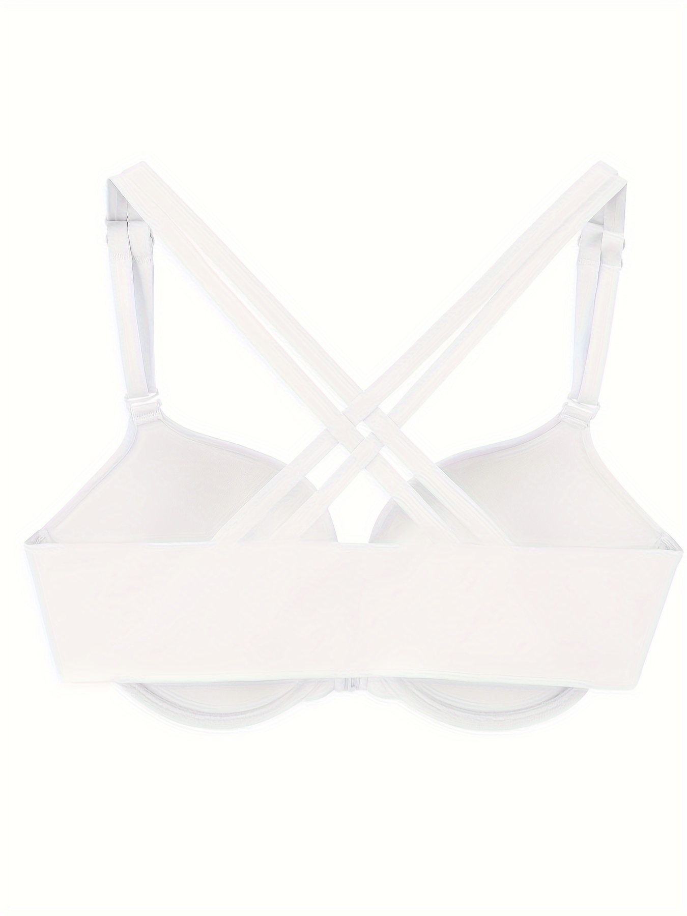 BIZIZA Women Bras Criss Cross Plunge Push Up Lady Deep V Convertible Tops  White 75C 