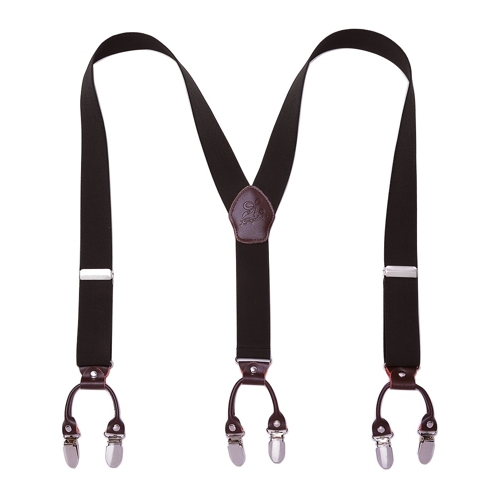 Brucle Y-Shape Suspenders with Clips, Grey