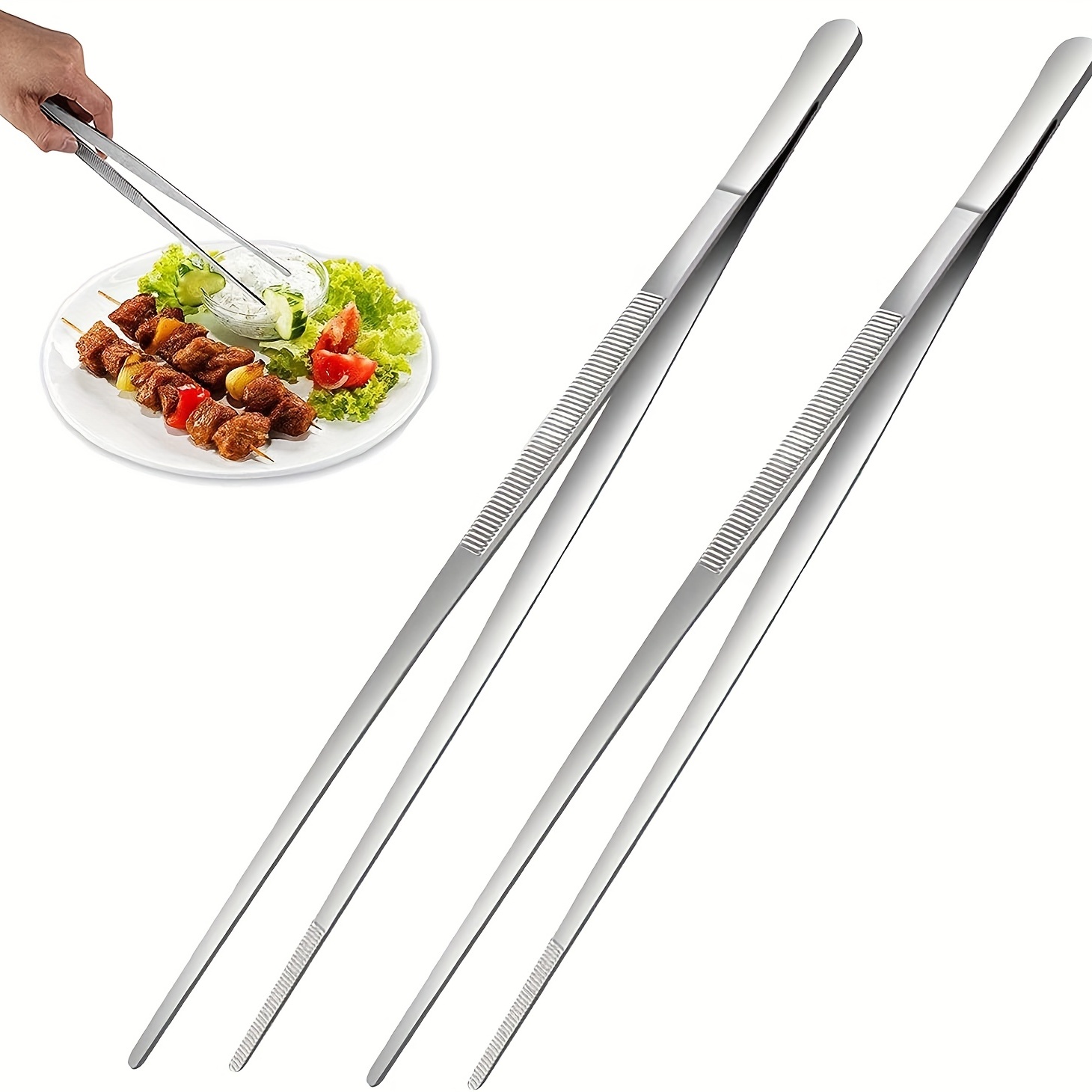 

2pcs Barbecue Accessories Food Tongs Food Clip Stainless Steel Churrasco Tweezers Clip Buffet Restaurant Tools Kitchen Gadgets, Outdoor Camping Picnic, Cookware Barbecue Tool Accessories