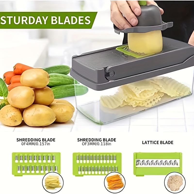 E-Universal 9 in 1 Multifunction Rotate Vegetable Cutter with Drain Basket Large Capacity Vegetables Chopper Veggie Shredder Grater Portable Slicer