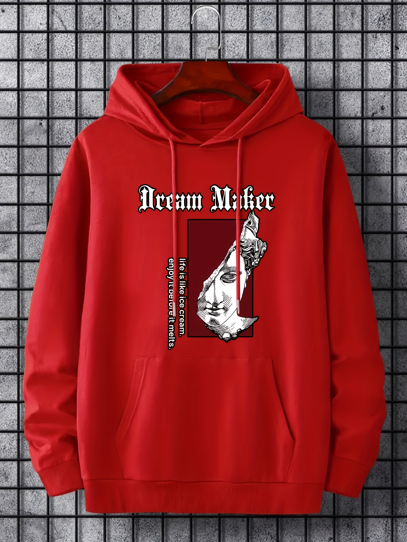 Statue Print Hoodies Men Graphic Hoodie Kangaroo Pocket Temu New Zealand