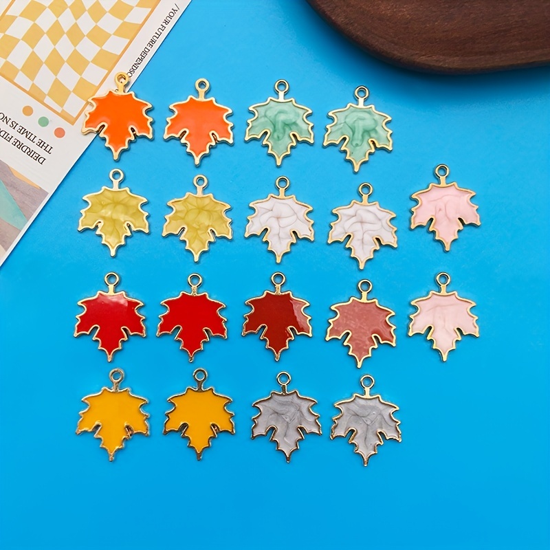 Craftdady Leaf Bead Charms Transparent Maple Leaves Pendants Hanging Ornament Cute Charms Earring Charms for Necklaces Bracelet Jewelry Craft Making