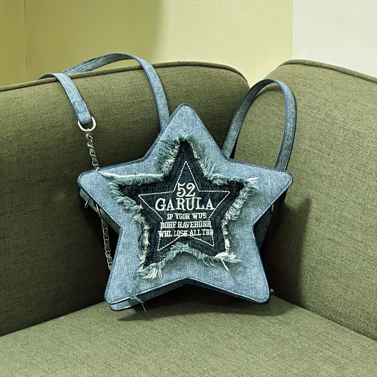 Star Shaped Denim Crossbody Bag Y2K - Kawaiienvy Denim Pink