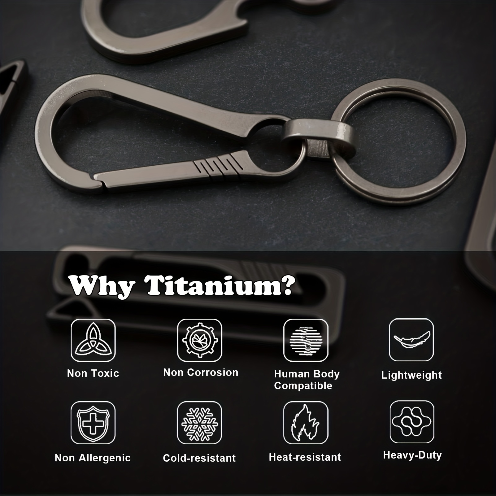 Watson Ideas Titanium Quick Release Keychain Detachable & Rotatable Keyring Clip Carabiner Car Key Holder Package