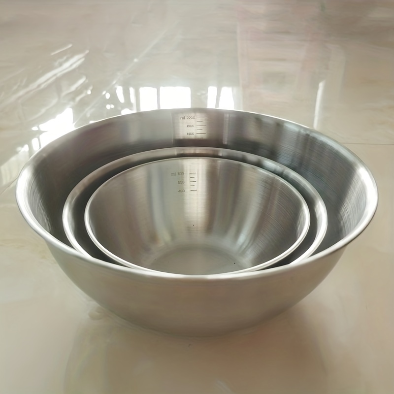 Stainless Steel Mixing Bowls Cooking Bowl With Scale Premium - Temu