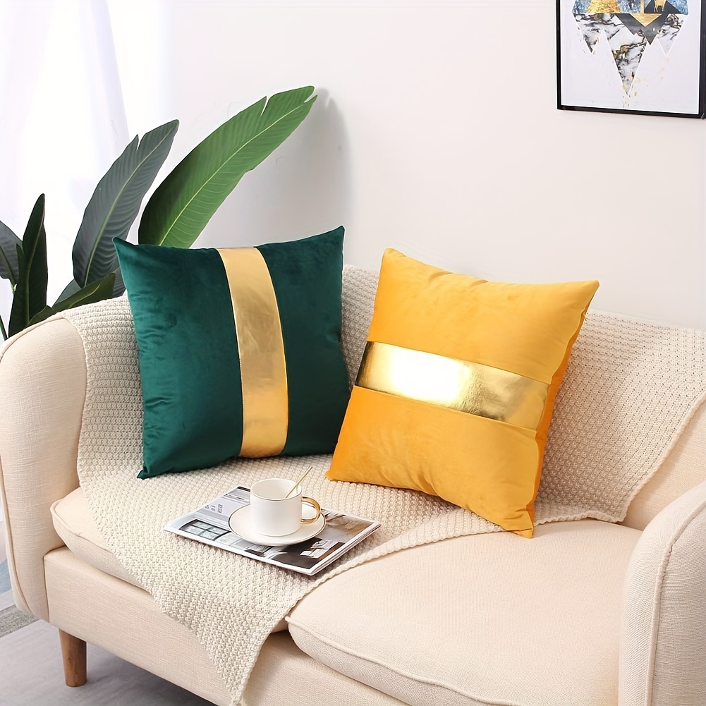 Luxury Velvet And Leather Patchwork Throw Pillow Covers - Temu