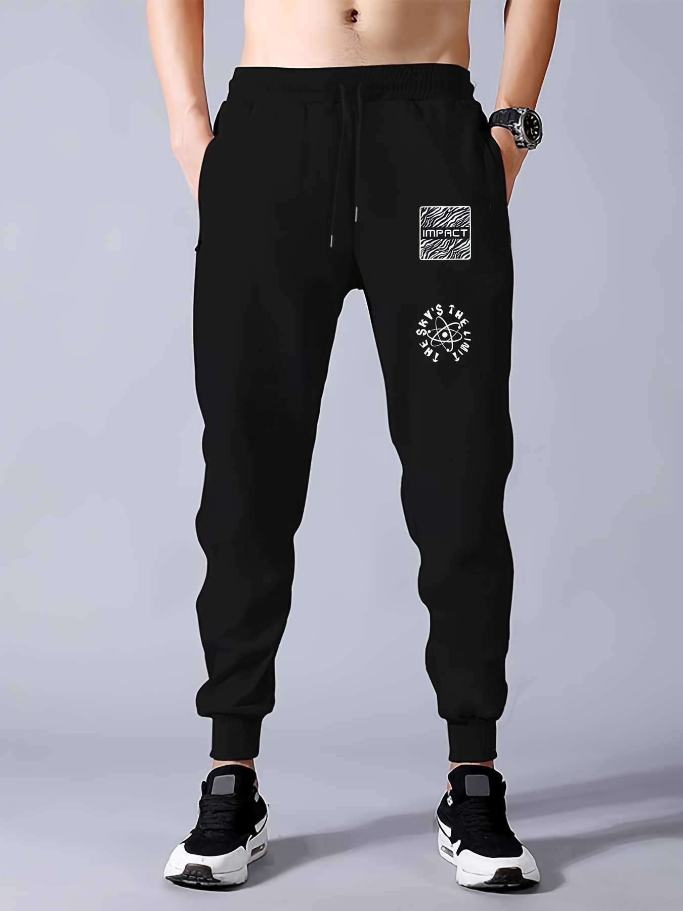 Men's Casual Sweatpants past Graphic Pocket Elastic Waist - Temu Germany