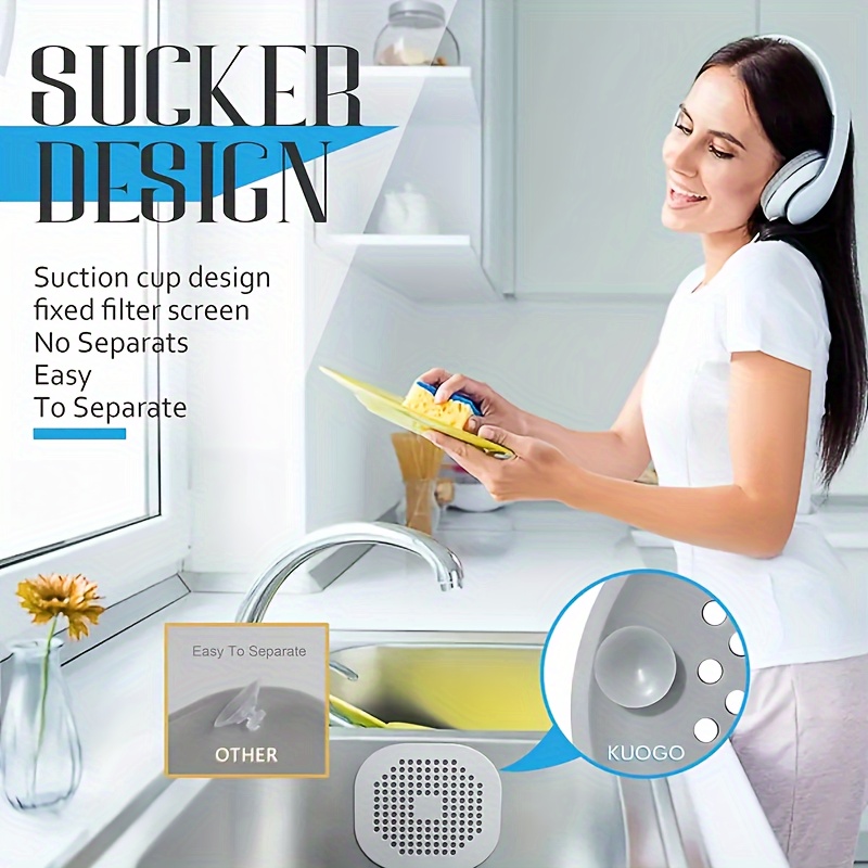 1pc Kitchen Sink Filter Screen, Bathroom Silicone Hair Stopper Suction Drain  Cover, Perfect For Shower Or Bath Tub