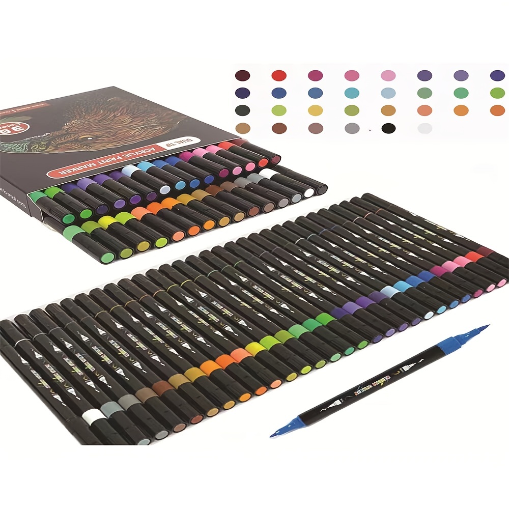 30 Colors Acrylic Paint Dual Tip Brush Art Marker Pens - Temu