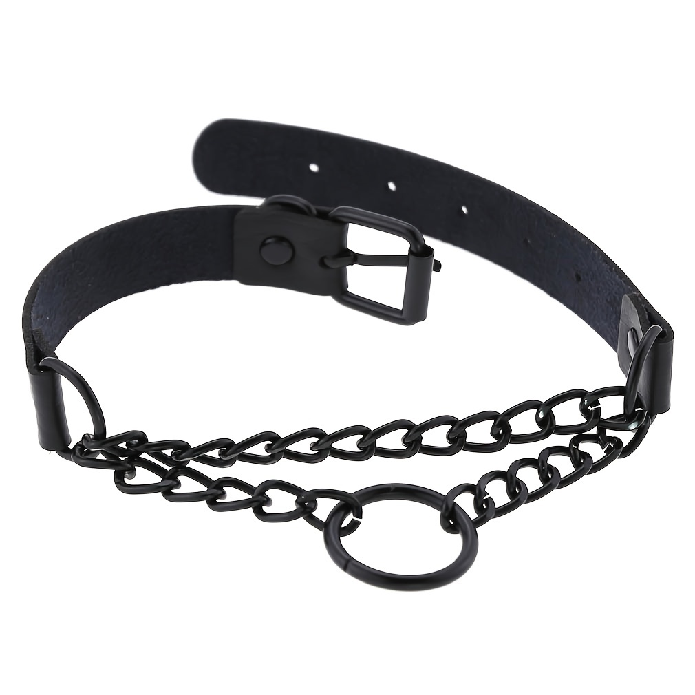 Gothic Adjustable Pu Leather Choker Necklace Punk Choker - Temu