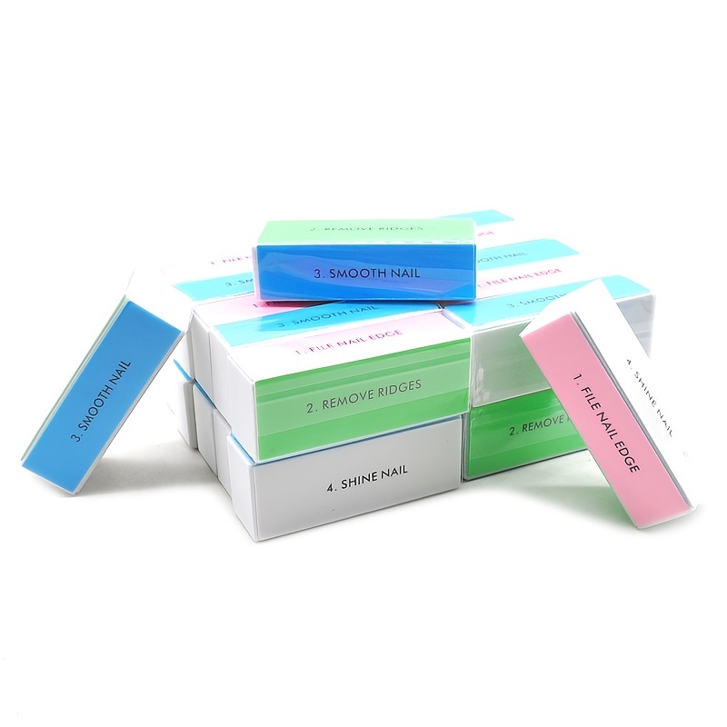 10pcs Random Color 4-Sided Sponge Nail Buffers