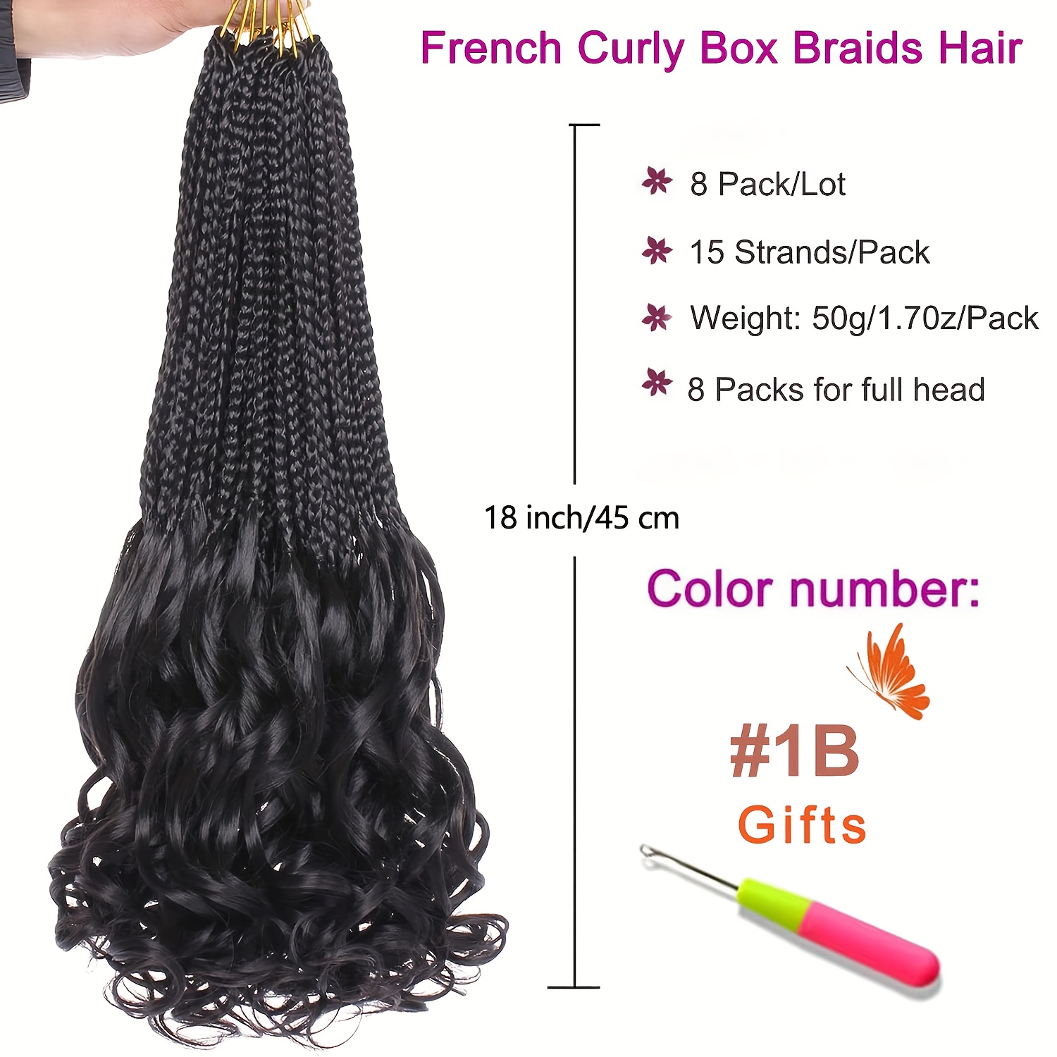 Goddess Box Braids Crochet Hair Ginger Pre Looped Boho Goddess Box Braids  with Curly Ends French Curl Crochet Braids 18 Inch 7 Packs (350#)
