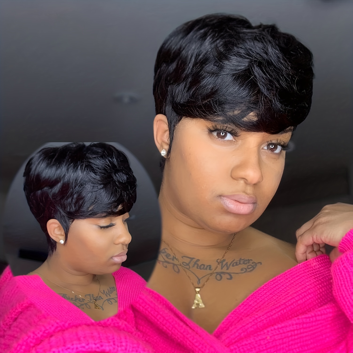 

Short Curly Pixie Cut Wig With Bangs Synthetic Wig Beginners Friendly Heat Resistant