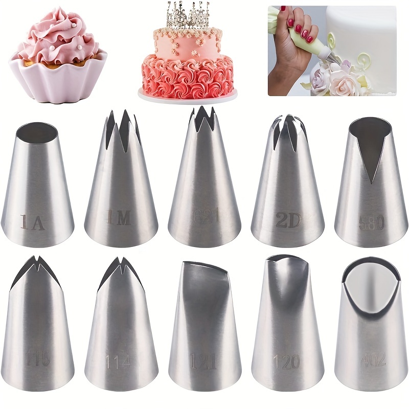 Cookie Pipping Tips, Large Stainless Steel Pastry Tips, Icing Nozzle Tips  For Frosting, For Cupcake Cake Decorating, Puff Making, Cookie Making,  Baking Tools, Kitchen Gadgets, Kitchen Accessories - Temu