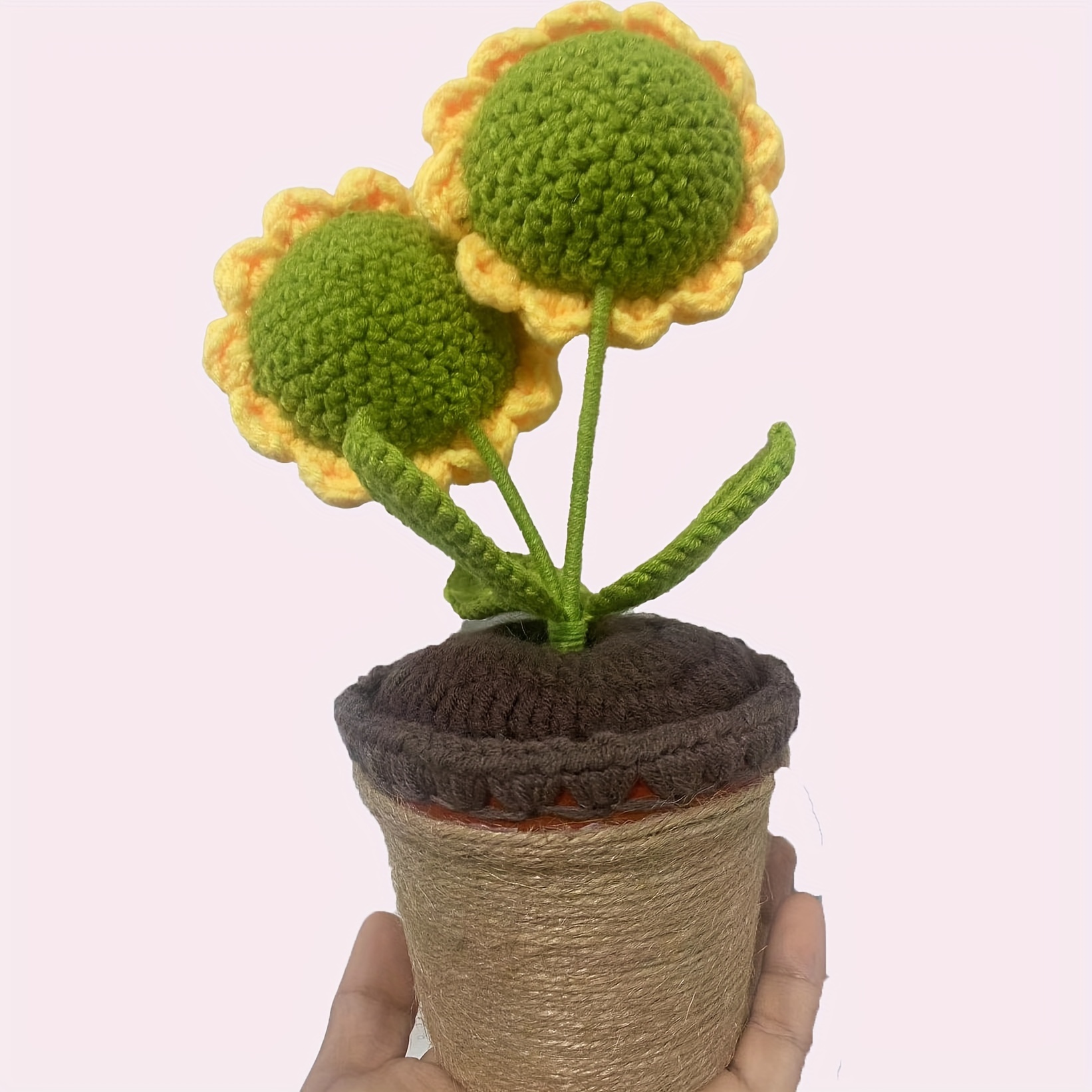 Vaso di girasole all'uncinetto, piante in vaso, girasole Amigurumi