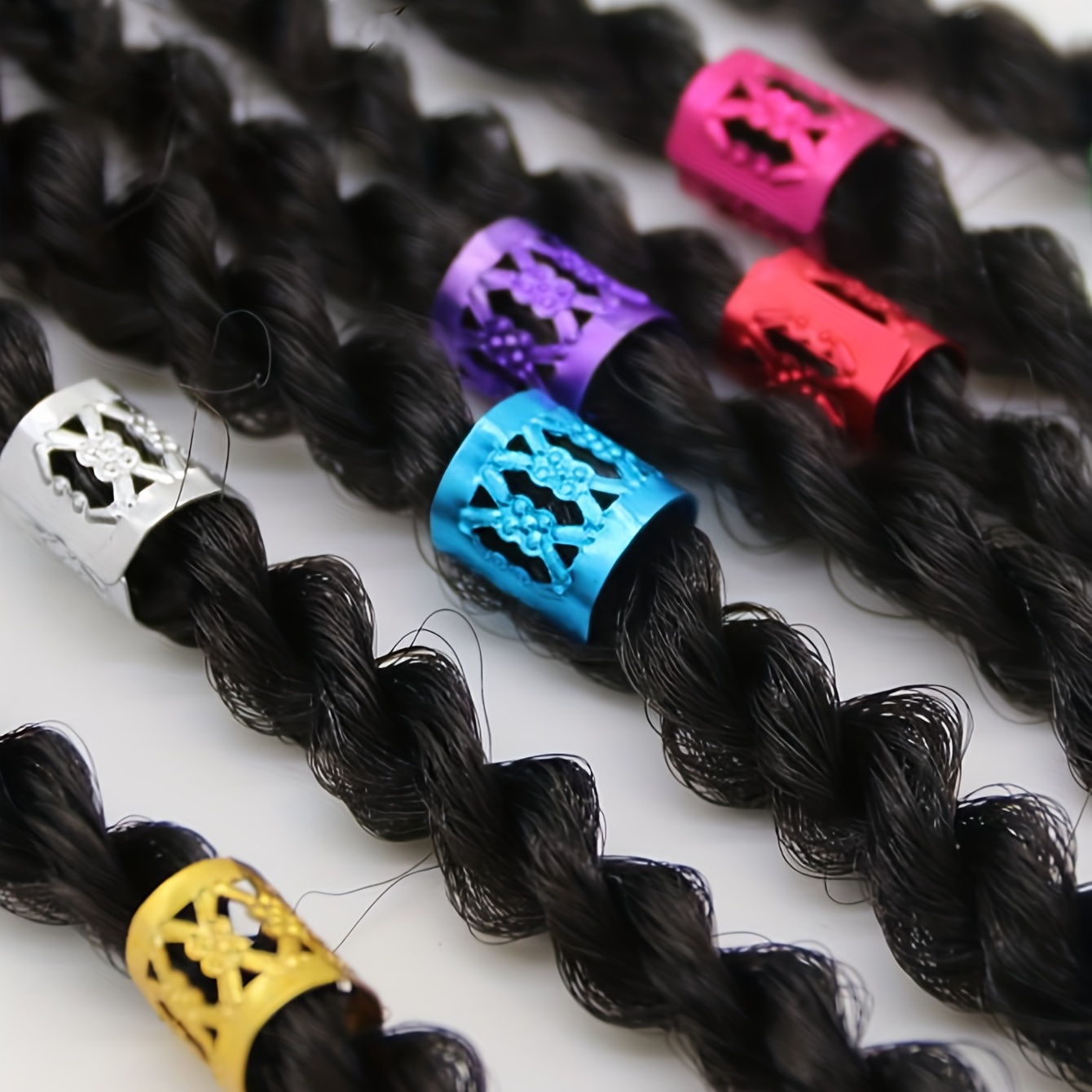 Gold Silver Dreadlock Hair Rings Adjustable Cuff Clip Braids Dirty Beads  200pcs