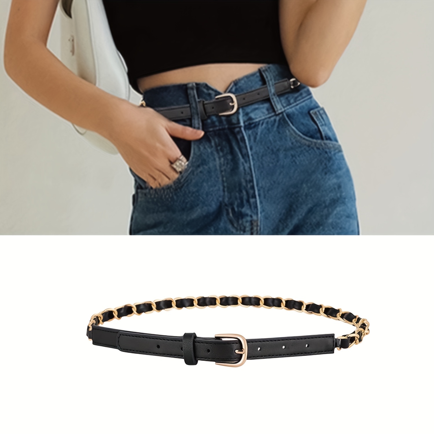 Elastic Thin Casual Belt Women Pu Leather Waist Belt Double - Temu