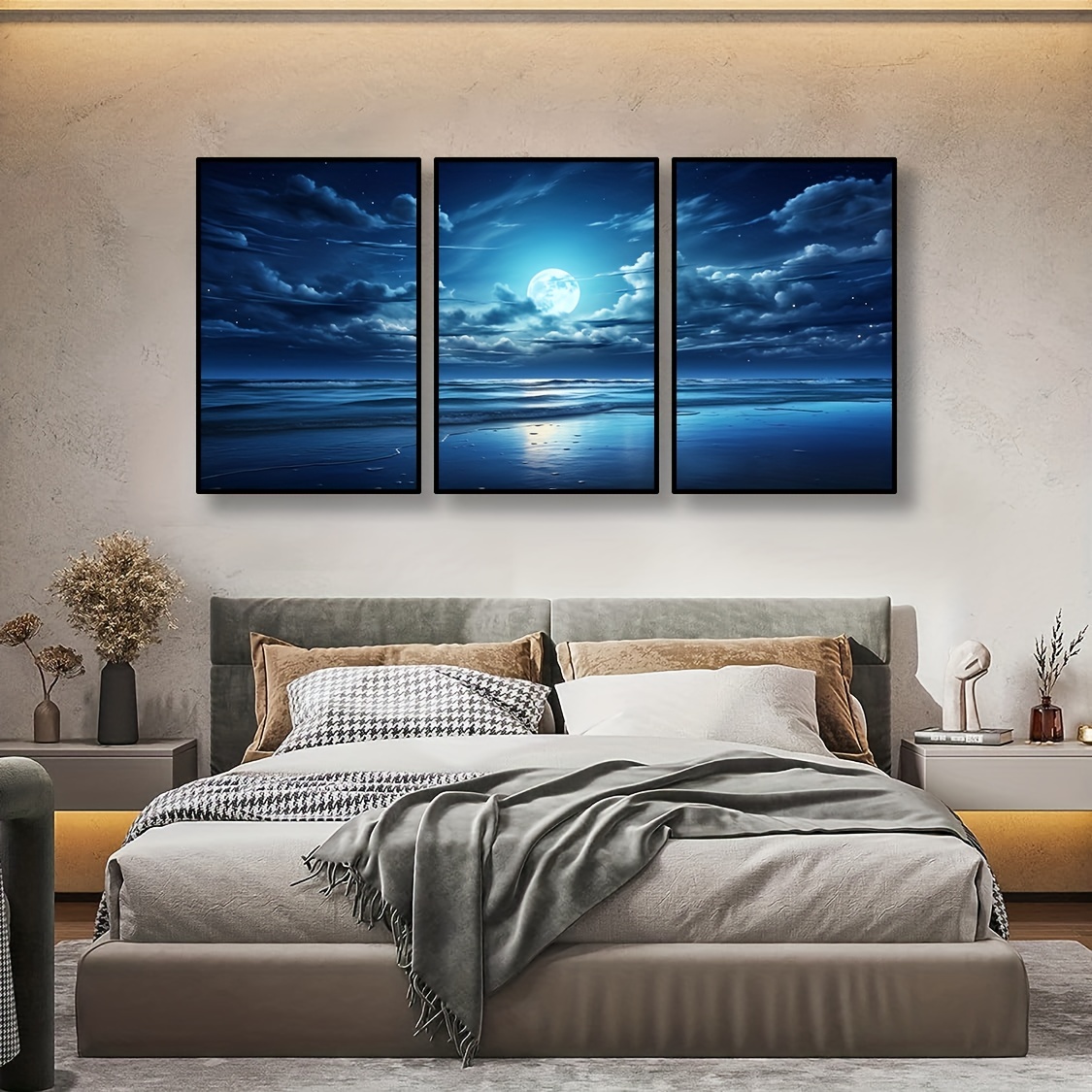 Modern Canvas Print Posters, Moon Sea Ocean Landscape Canvas Wall Art  Paintings, Artwork Wall Painting For Living Room Bedroom Bathroom Office  Hallway Kitchen Wall Decors, No Frames Temu