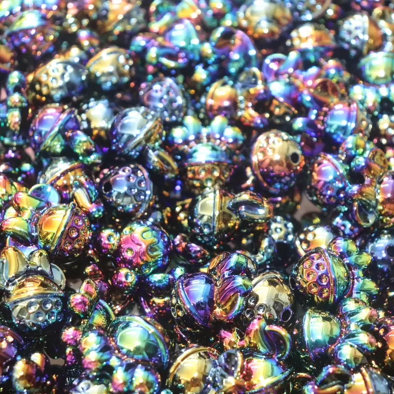 Acrylic Uv Plated Unique Beads Straight Hole Loose Beads - Temu