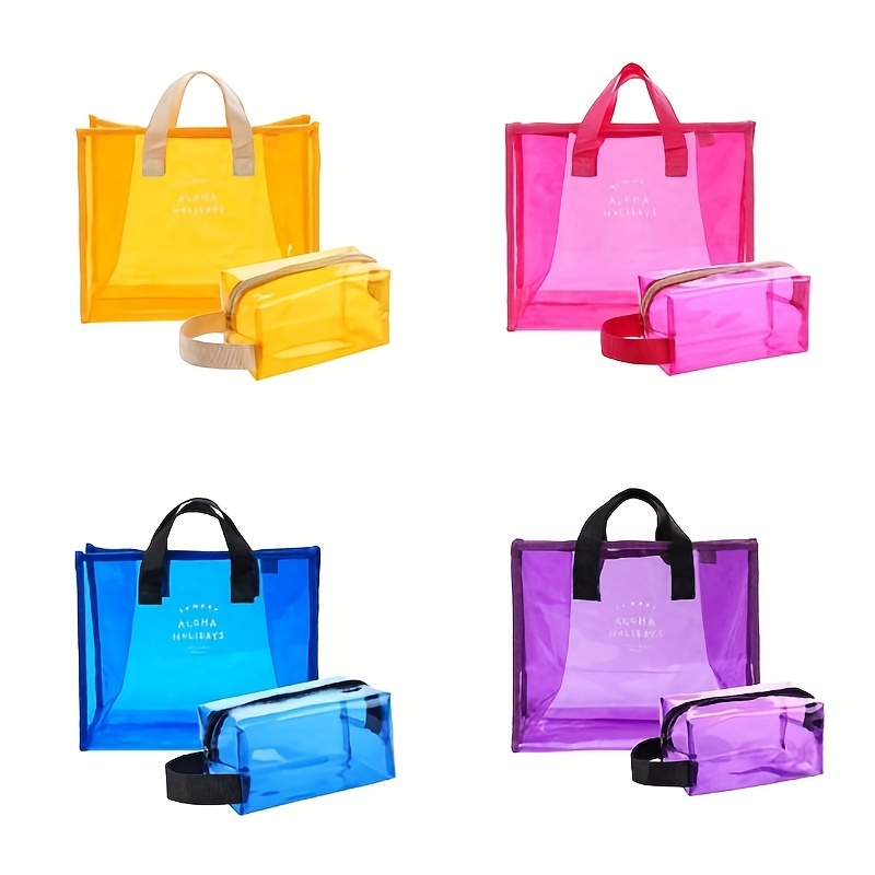 Transparent Jelly Waterproof PVC Fitness Travel Bag Large Capacity Portable  Beach Swimming Bag Handbag