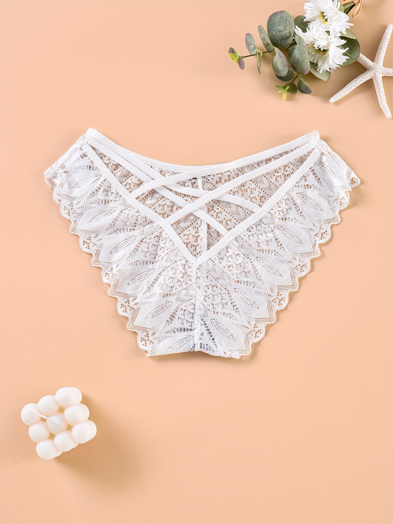 Sexy White Lace Thong Lingerie for Women Cute Bow-knot String