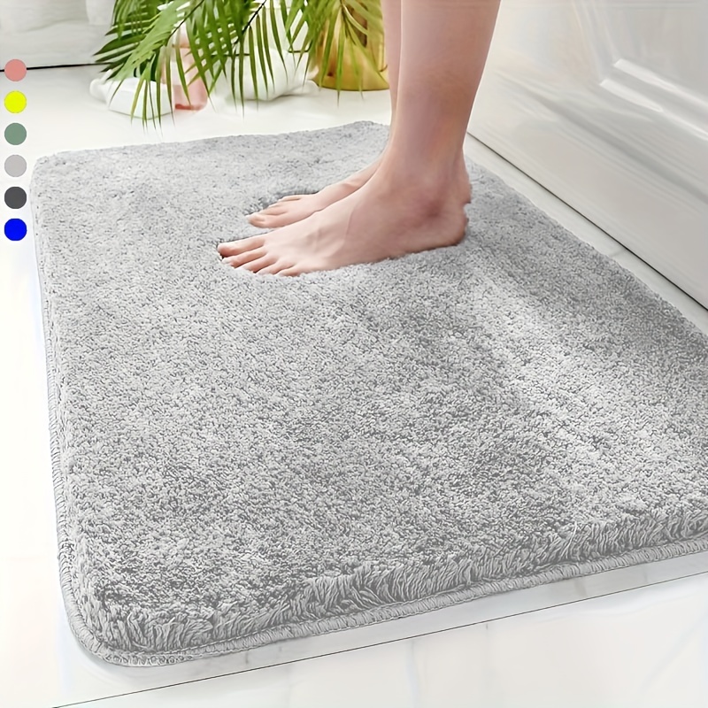 Bathroom Toilet Floor Mat, Microfiber Fabric Bath Mat With Tpr