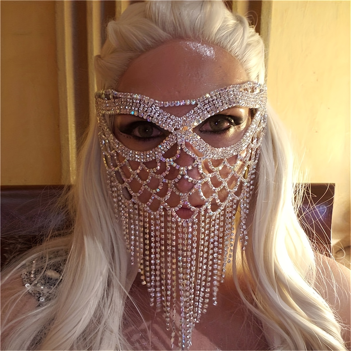 Máscara Mascarada Diamantes Imitación Mujer Máscara - Temu