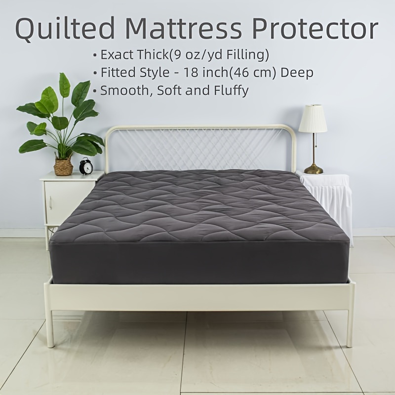 Quilted Fitted Full Mattress Pad Cover, Waterproof Mattress Protector, Deep  Pocket Elastic Fits Up to 18'', Breathable Soft Alternative Filling