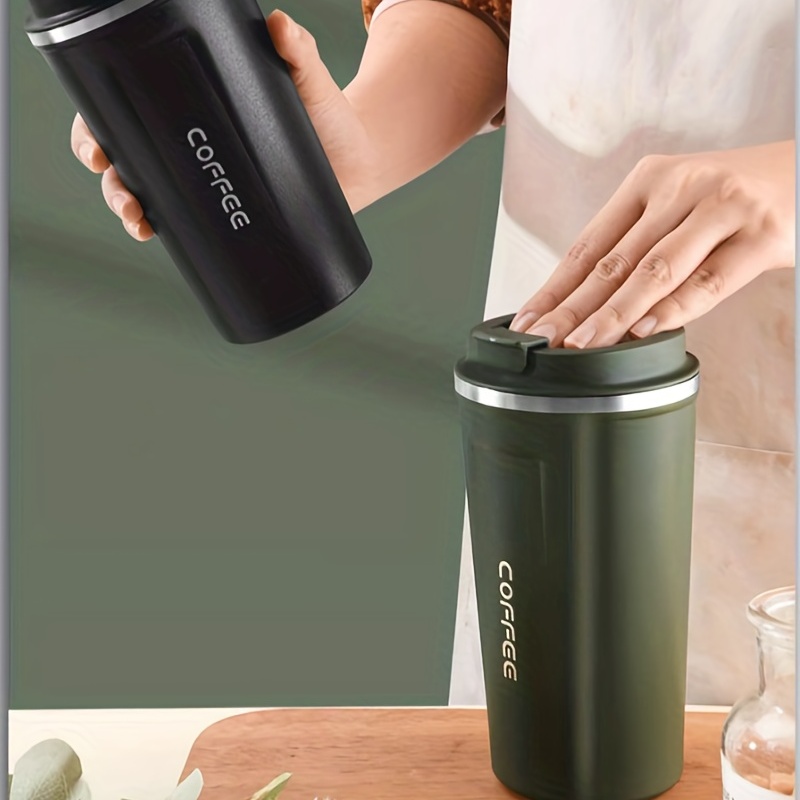 Travel Coffee Mug With Lid And Spoon Stainless Steel Thermal - Temu