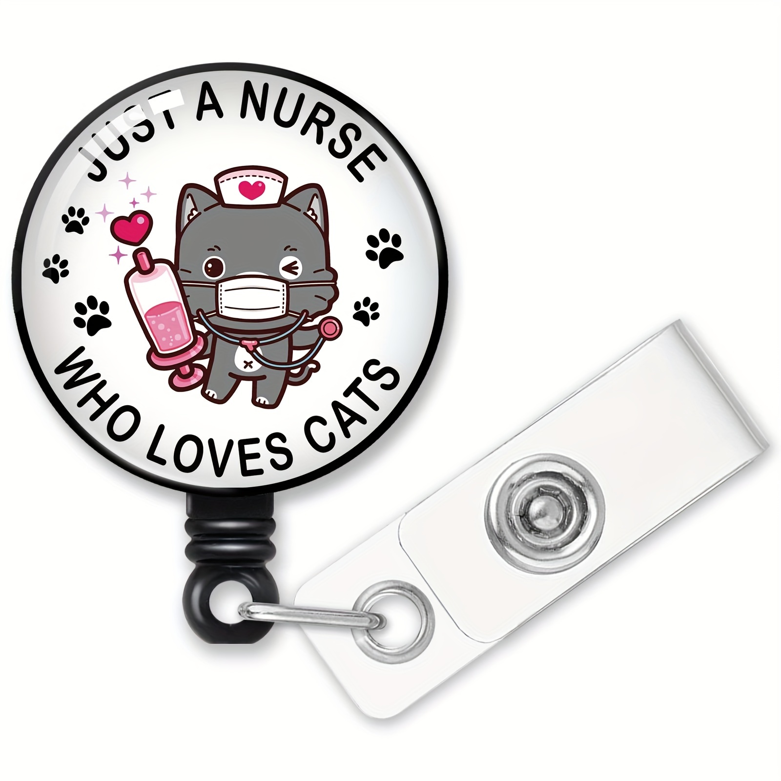 Retractable Badge Reel A Nurse Loves Cats Badge Reel - Temu United Kingdom