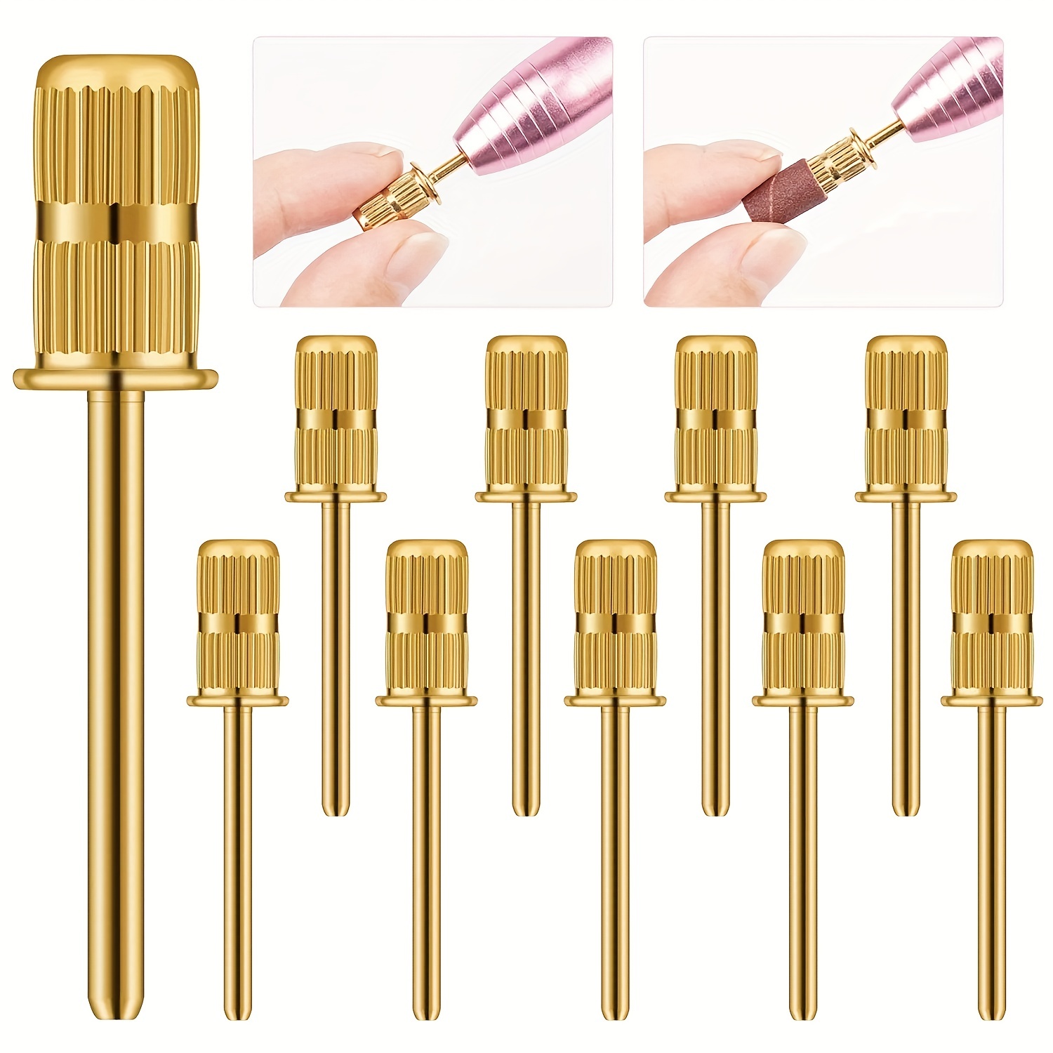 Nail Drill Heads Nail Drill Bits Sanding Bands Shaft Nail - Temu