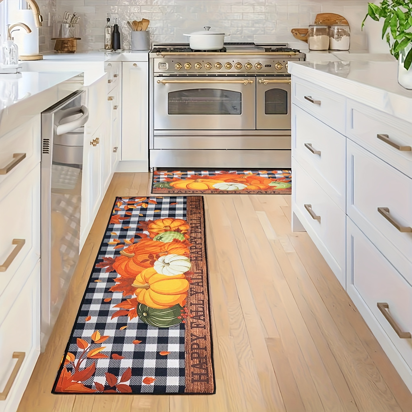 Autumn Pumpkin Print Floor Mat Thanksgiving Pumpkin Maple - Temu