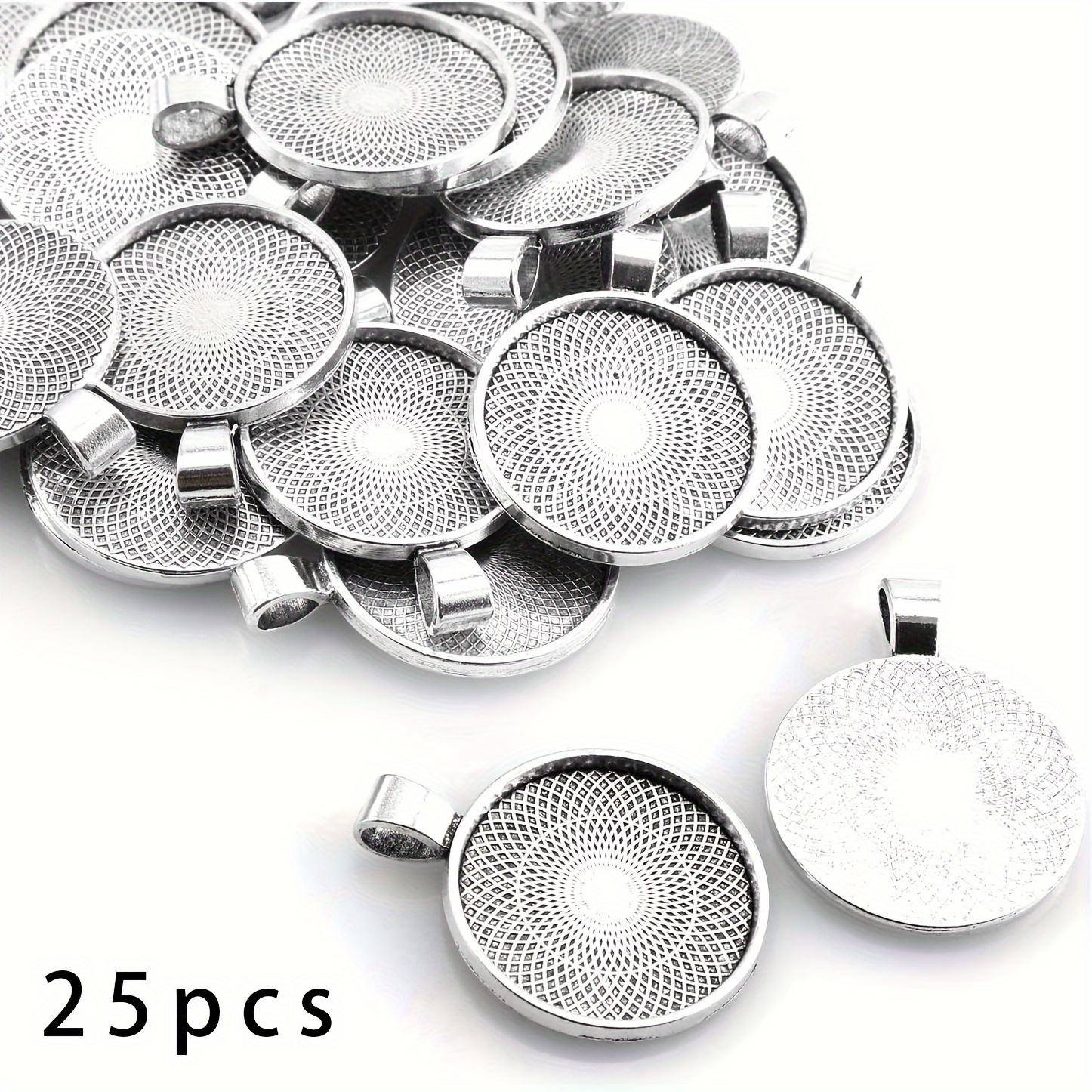 

25pcs Round Open Bezel Pendant Trays Setting Cabochon Blank Base Photo Pendant Base For Diy Crafting Jewelry Findings Making Accessories 25mm