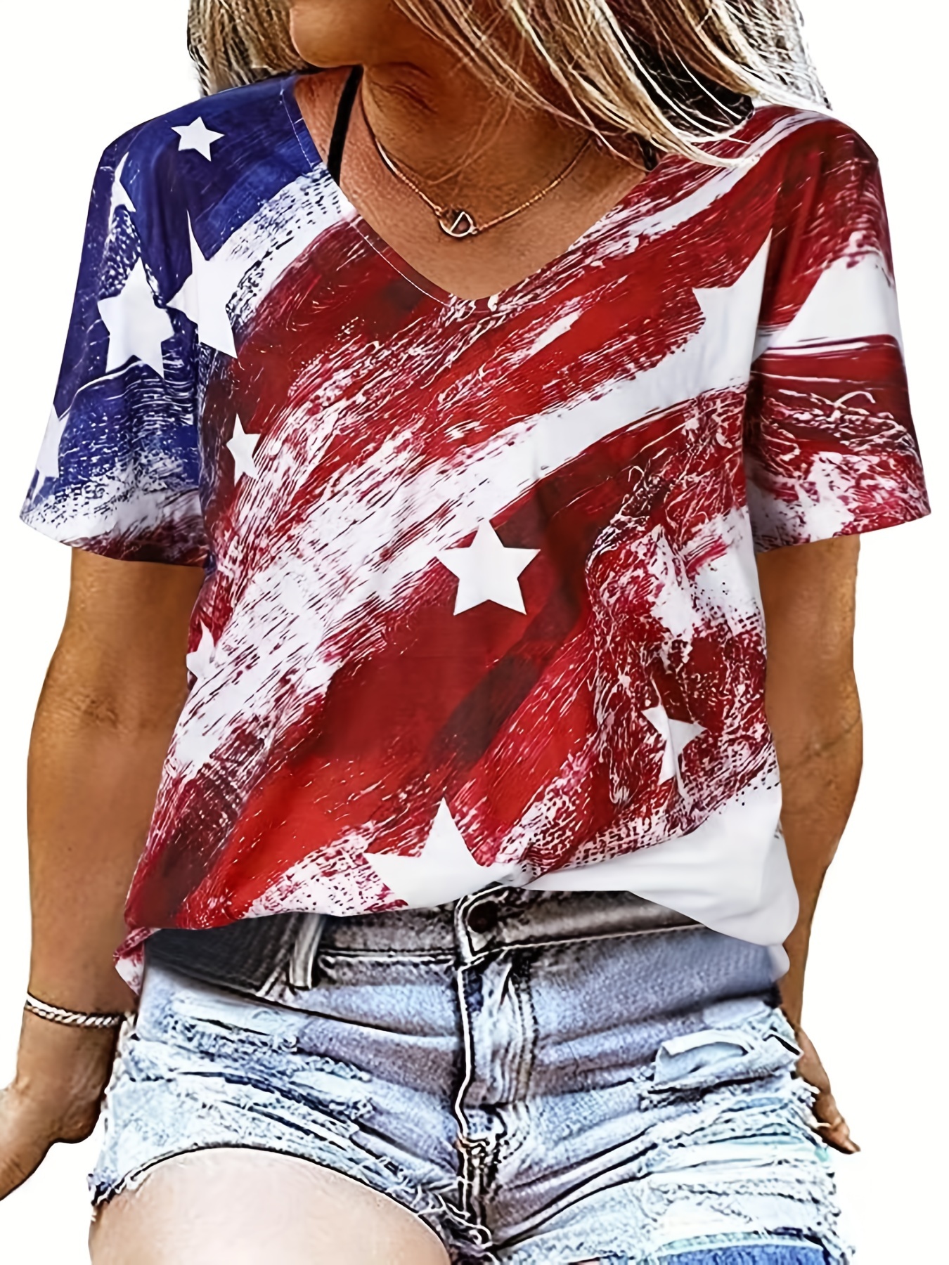 T shirt Imprim Drapeau Am ricain T shirt D contract Temu