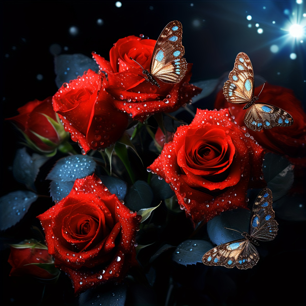 Flowers Butterfly Rose, 5D Diamond Painting Kits