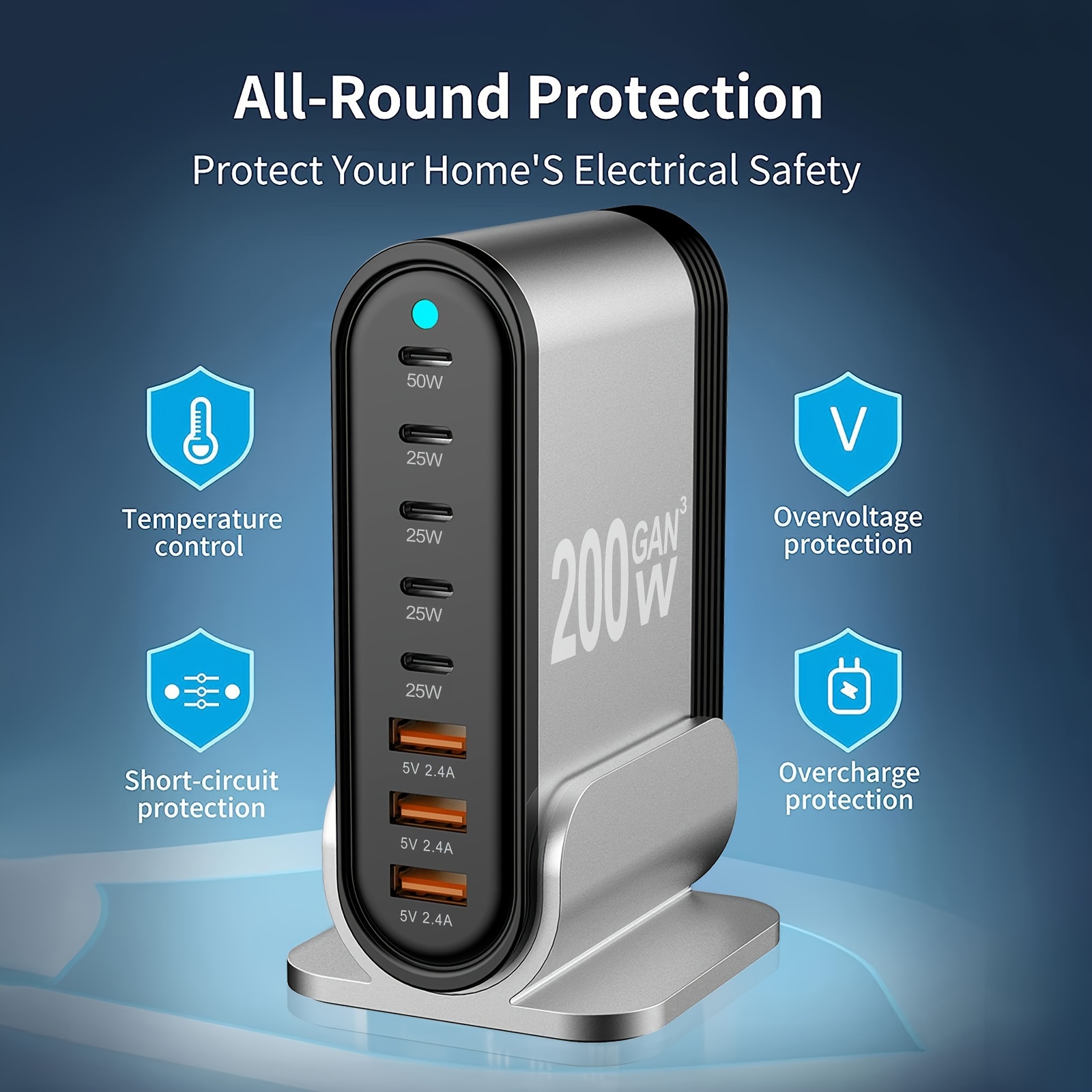 Usb C Fast Charging Block Foldable Compact 8 Ports Pd Fast Temu Canada