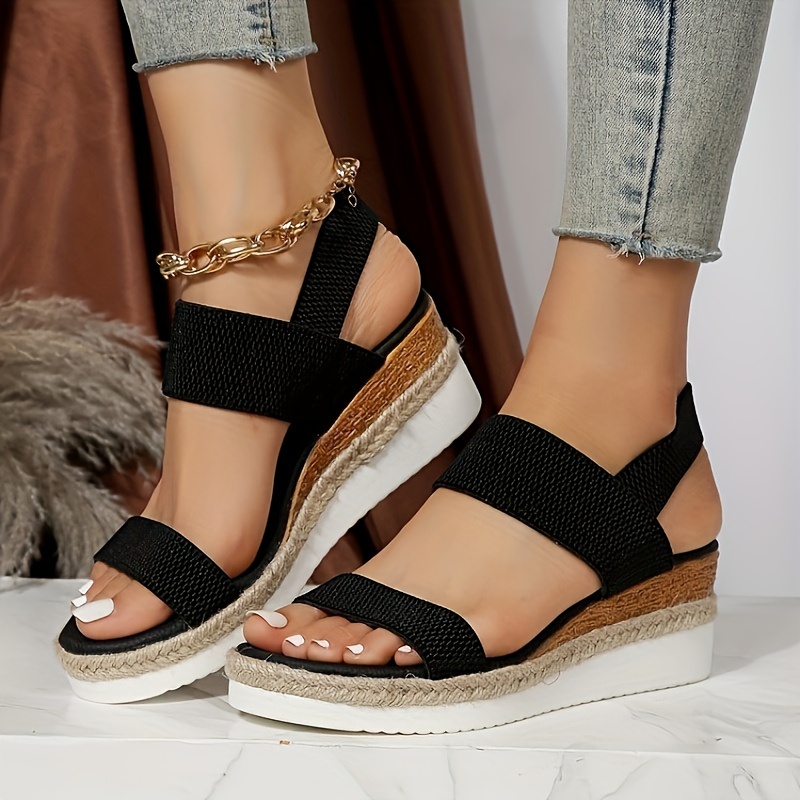 simple wedge sandals women s casual elastic band summer details 0